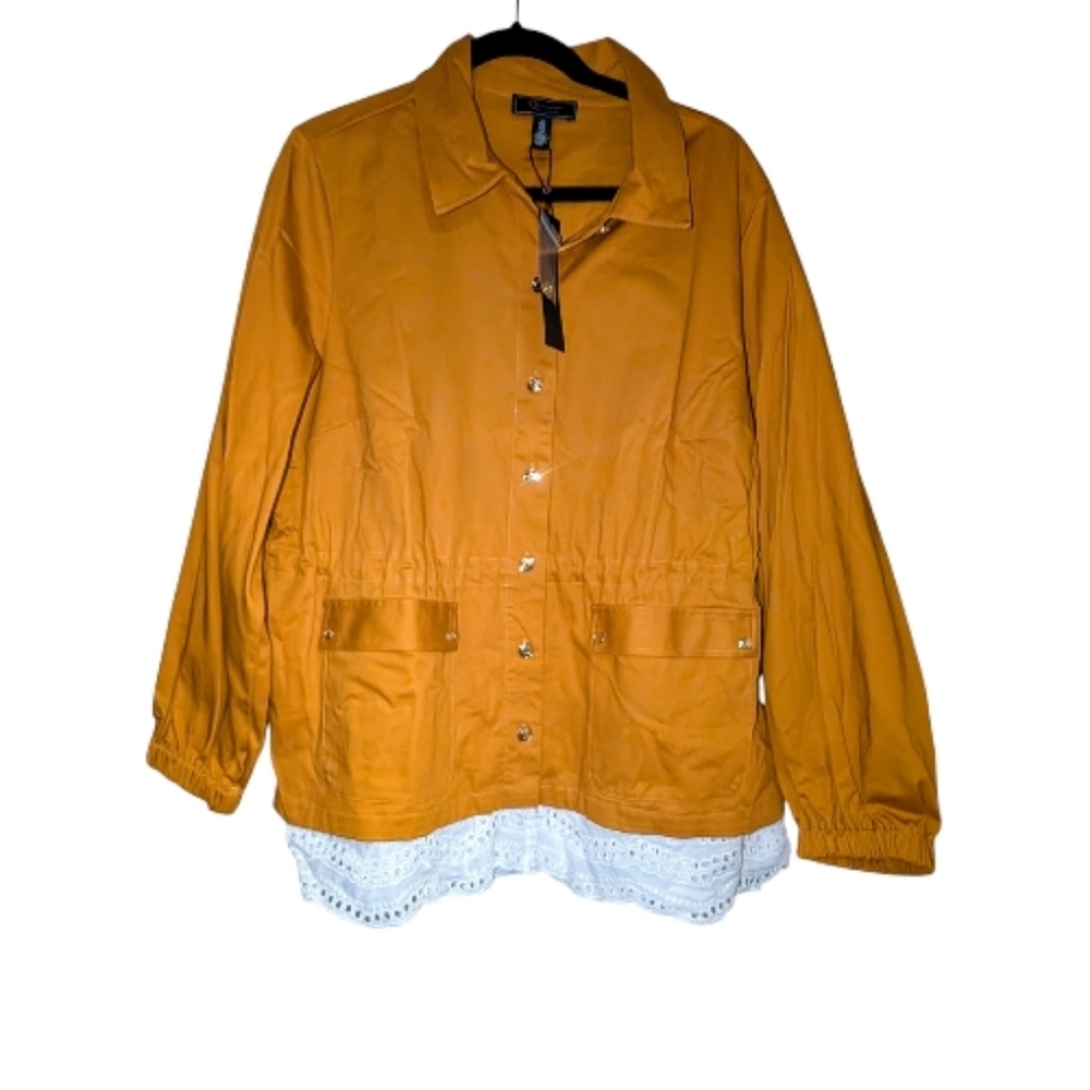 C. Wonder by Christian Siriano Mustard Utility Jacket Eyelet Trim 1X